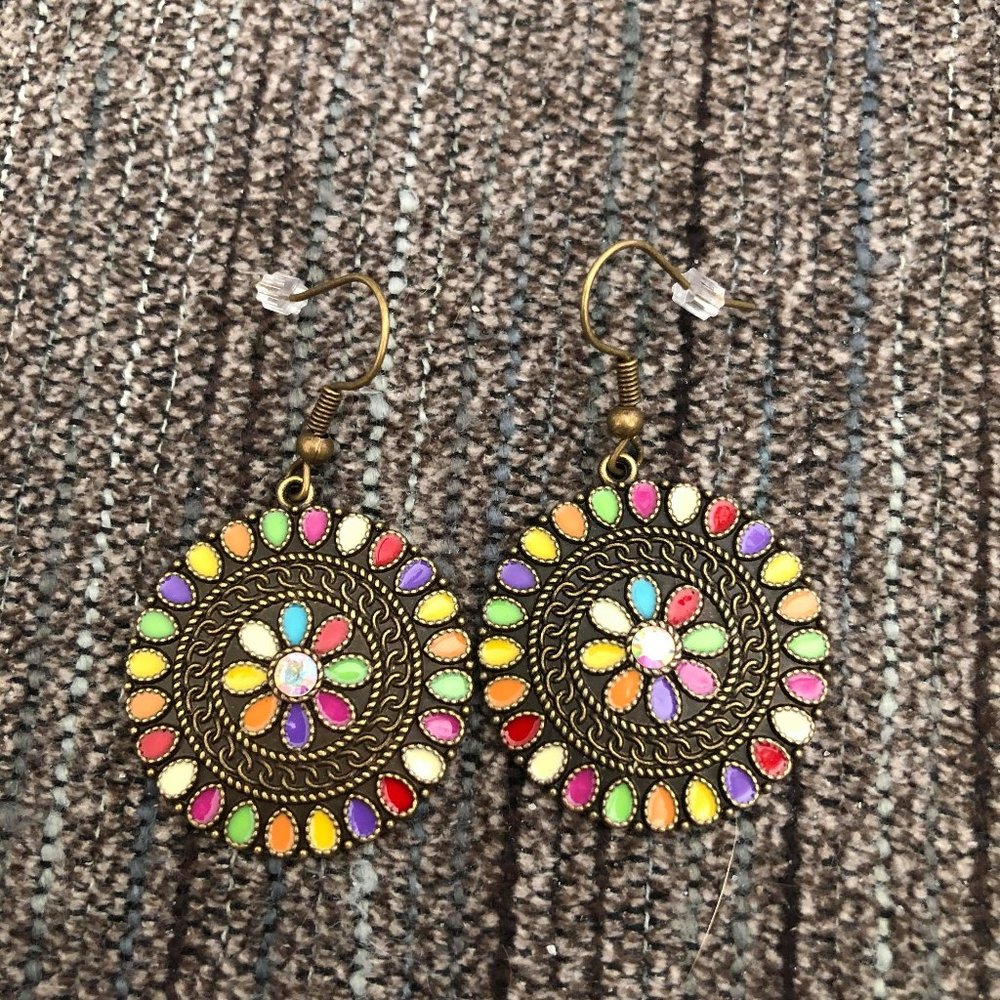 Multi Color Floral Earrings